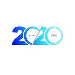Happy new year 2020 logo text design in modern and vibrant neon color