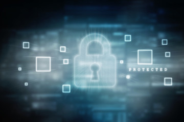 2d illustration Safety concept: Closed Padlock on digital background