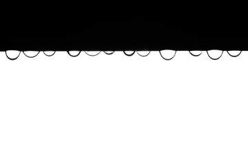 Water rain drops or drops of transparent water on white background