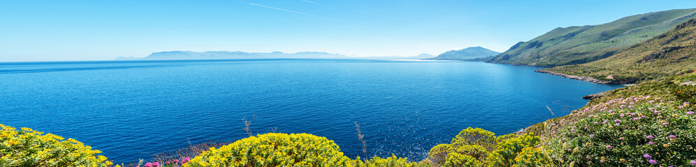 Beautiful panorama of the Riserva dello Zingaro in Western Sicily, Italy