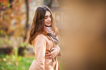 stylish woman in autumn park