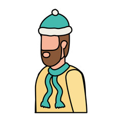 bearded man with christmas hat character