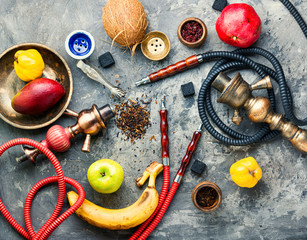 Tobacco shisha on fruit