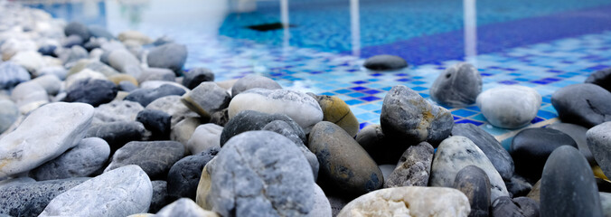 In a holiday, swimming in outdoor pool of hotel, villa or condominium with high privacy, clear...