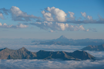 The panorama from the top of Rocciamelone (3538m) in the Italian Alps is breathtaking