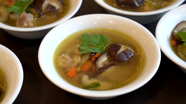 Healthy Applied Modern And Traditional Thai Food Tuna Salad, Chicken Herb Soup, Brown Rice, Salmon Noodle, Shrimp With Yellow Soup, Vegetable Rolled Chiken.