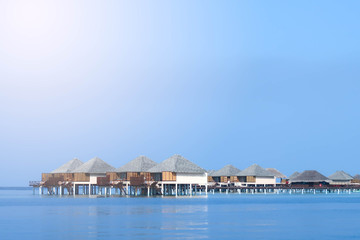 Maldives is famous beautiful sea, clear sky, villas or resorts located in the middle of the sea, each is connected by a long bridge, elegant, peaceful and privacy, good for lover who come to honeymoon