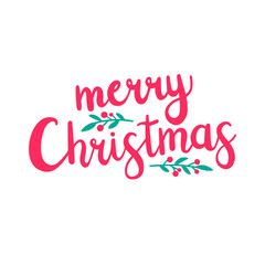 Merry Christmas. Vector lettering for your design. Isolated on white background.