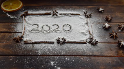 cinnamon stick frame stars star anise icing sugar for Christmas decor