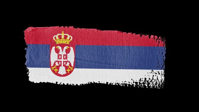 Serbia  flag painted with a brush stroke
