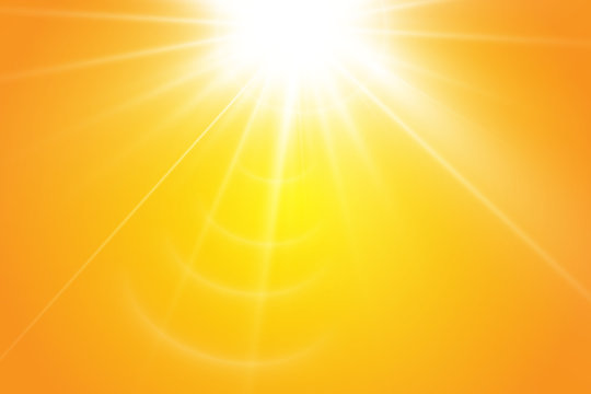 Warm sun on a yellow background. Leto.bliki solar rays