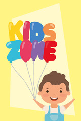 little boy with kids zone balloons helium