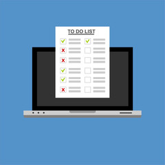 To Do List text on computer.Isolated vector illustration in flat style. Design for web site, banners, infographics