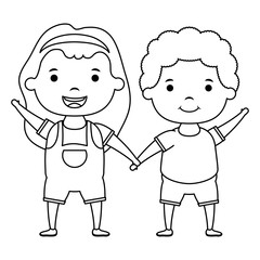 cute little kids couple comic characters