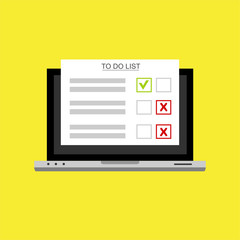 To Do List text on computer.Isolated vector illustration in flat style. Design for web site, banners, infographics
