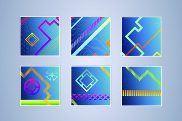 Set of covers design templates with vibrant gradient background. Modern trendy poster with geometric shapes