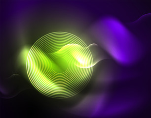 Shiny metallic neon waves vector design