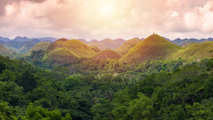 Chocolate hills Bohol Island, Chocolate hills geological formation, Bohol, Philippines.