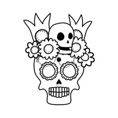 skull mask with floral decoration head icon