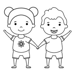 cute little kids couple comic characters