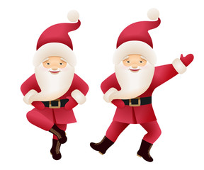 Funny happy Santa Claus character  performs folk dances.
