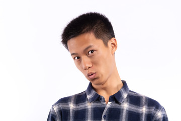 close up portrait of attractive man staring looking intense eyes