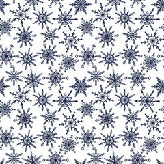 Snowflakes seamless pattern. Holiday Wallpaper. Christmas and New Year background. Winter endless texture