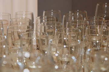 glasses of white wine festive background champagne