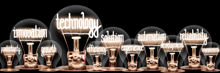 Light Bulbs with Technology and Innovation Concept