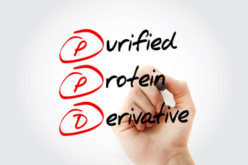 PPD - Purified Protein Derivative acronym with marker, concept background