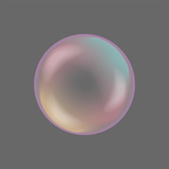 Soap bubble on gray background, vector illustration