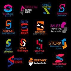 Corporate identity S letter modern trend icons