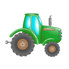 Cute cartoon green farm tractor