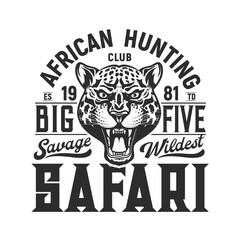 Hunting sport emblem, jaguar and big five hunt © Vector Tradition