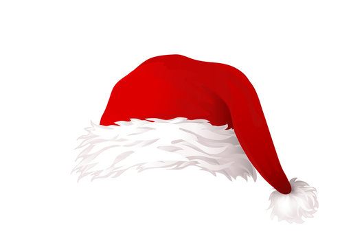 Weihnachtsmann Mütze,  Vektor Illustration isoliert auf weißem Hintergrund