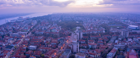 Panoramic aerial view of old city in Europe