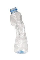close up of a plastic bottle on white background