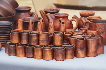 Handmade wooden utensils on the table