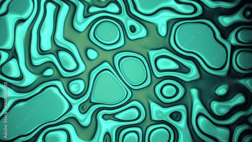 Poster abstract motion background with liquid bright azure and shining oil texture, wavy smooth surface wit