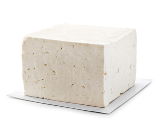 White cheese cube, close up
