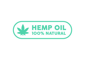 Hemp Oil 100% Natural vector icon