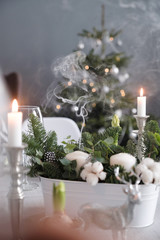 Xmas decor on the background of a decorated Xmas tree