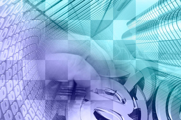 Keyboard, hands and buildings