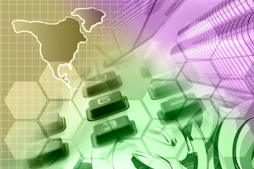 Mail signs, calculator and map