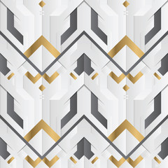 Fototapeta premium Abstract geometric decor stripes white and golden element