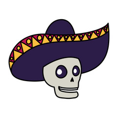 mariachi skull comic character icon