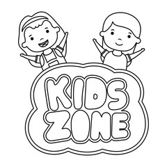 cute little girls with kids zone lettering