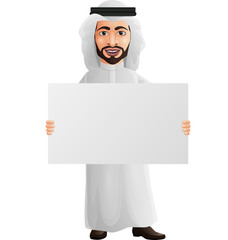 Arab businessman holding a blank sign