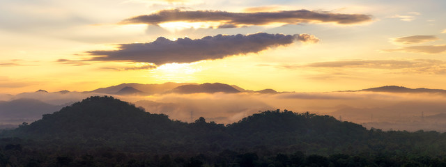 Fototapeta premium Aerial view, panoramic view of the morning scenery.