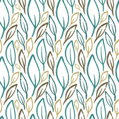 Coloured leaves pattern. Printable background with minimalistic nature ornament. Leaves print in color.